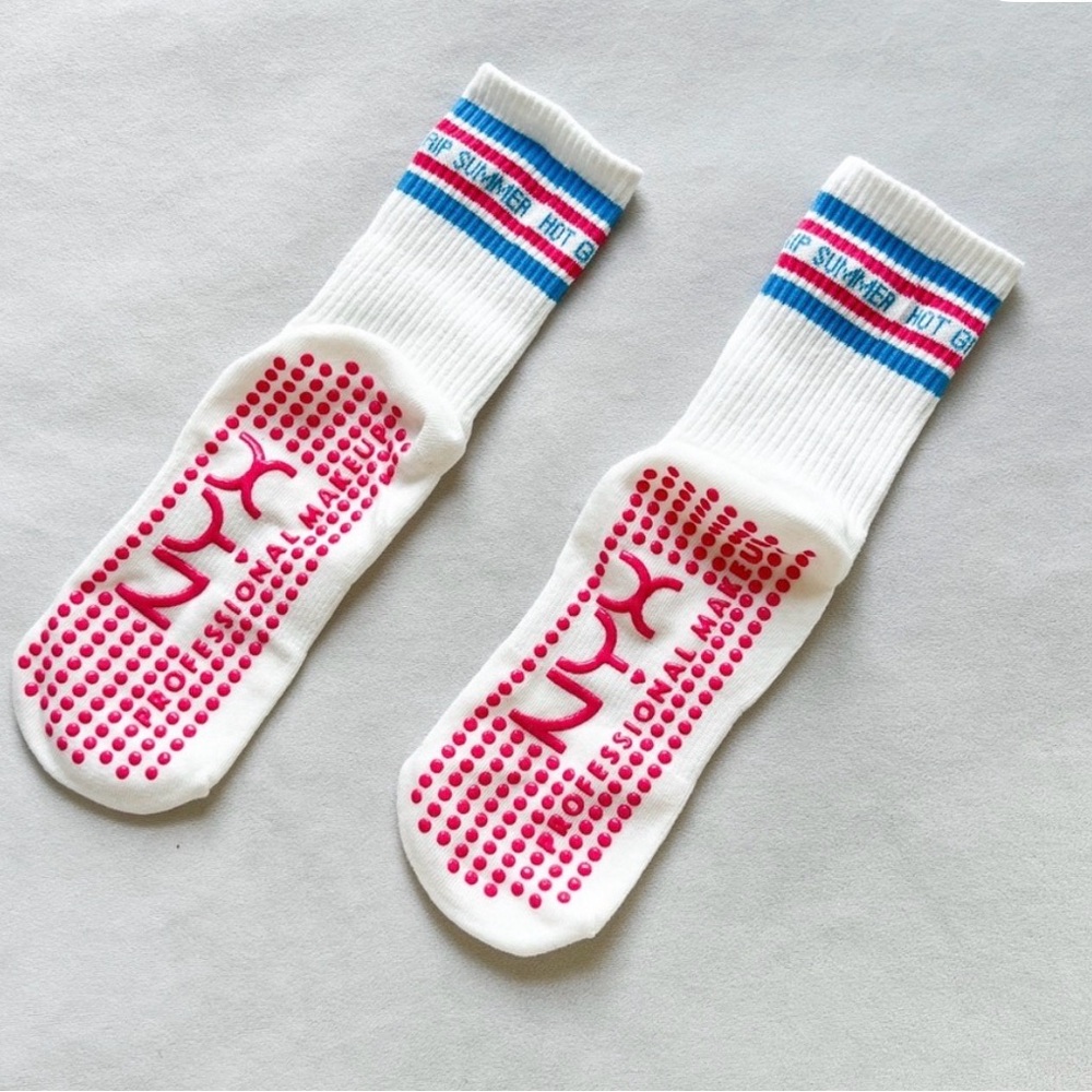 White and Red Professional Non-Slip Socks